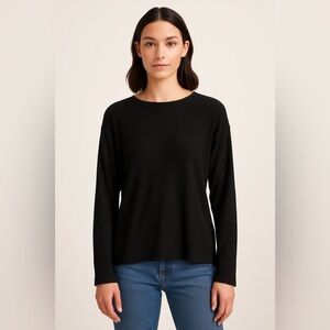 F&F Ribbed Long Sleeve Black Top – Size S